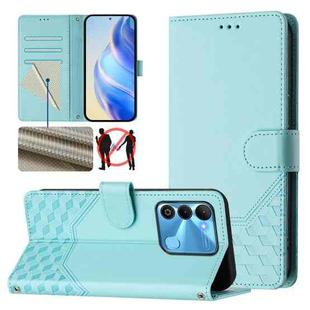 For Tecno Spark 9 Honeycomb Embossing RFID Leather Phone Case(Mint Green)