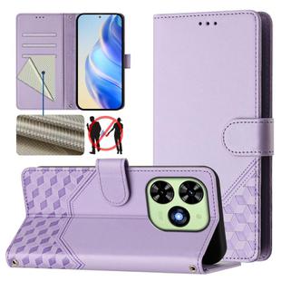 For Tecno Spark Go 2024 4G Honeycomb Embossing RFID Leather Phone Case(Light Purple)