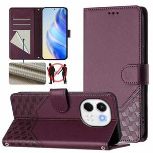 For Tecno Spark 30 5G Honeycomb Embossing RFID Leather Phone Case(Violet)