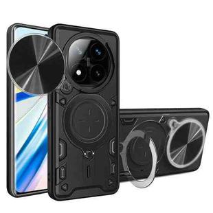 For Redmi Note 14 Pro+ 5G CD Texture Sliding Camshield Magnetic Holder Phone Case(Black)