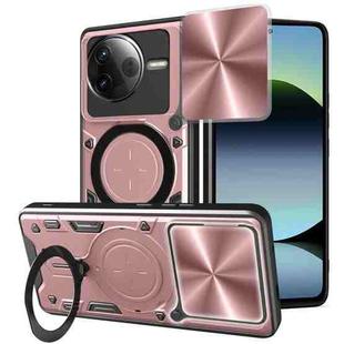 For Redmi K80 CD Texture Sliding Camshield Magnetic Holder Phone Case(Rose Gold)