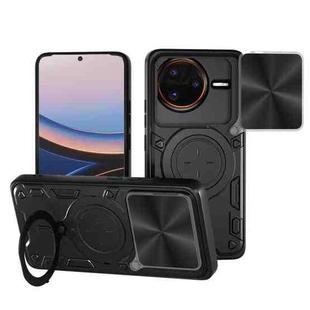 For Redmi K80 Pro CD Texture Sliding Camshield Magnetic Holder Phone Case(Black)