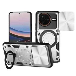 For Redmi K80 Pro CD Texture Sliding Camshield Magnetic Holder Phone Case(Silver)