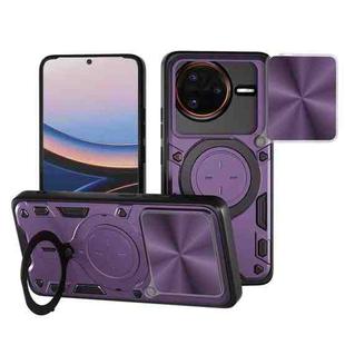 For Redmi K80 Pro CD Texture Sliding Camshield Magnetic Holder Phone Case(Purple)