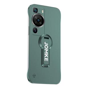 For Huawei P60 Pro Baking Varnish 360 Rotate Holder No Frame PC Phone Case(Green)