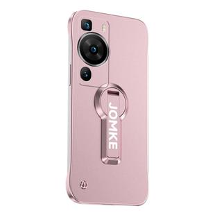 For Huawei P60 Pro Baking Varnish 360 Rotate Holder No Frame PC Phone Case(Pink)