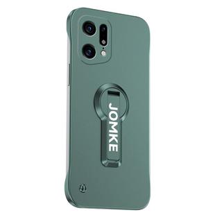 For OPPO Find X5 Pro Baking Varnish 360 Rotate Holder No Frame PC Phone Case(Green)