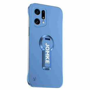 For OPPO Find X5 Pro Baking Varnish 360 Rotate Holder No Frame PC Phone Case(Blue)