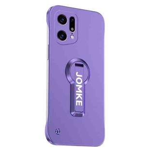 For OPPO Find X5 Pro Baking Varnish 360 Rotate Holder No Frame PC Phone Case(Purple)