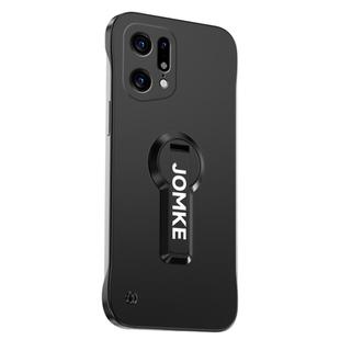 For OPPO Find X5 Pro Baking Varnish 360 Rotate Holder No Frame PC Phone Case(Black)