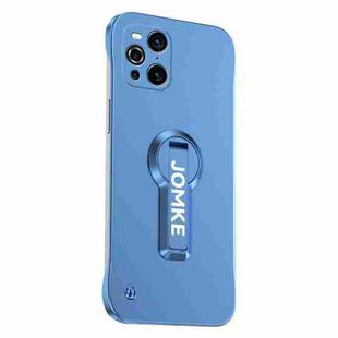 For OPPO Find X3 Pro Baking Varnish 360 Rotate Holder No Frame PC Phone Case(Blue)