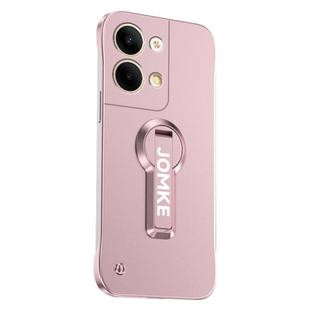 For OPPO Reno9 Baking Varnish 360 Rotate Holder No Frame PC Phone Case(Pink)