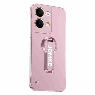 For OPPO Reno9 Pro Baking Varnish 360 Rotate Holder No Frame PC Phone Case(Pink)