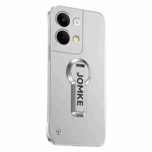 For OPPO Reno9 Pro Baking Varnish 360 Rotate Holder No Frame PC Phone Case(Silver)