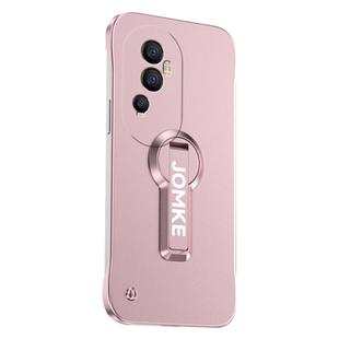 For OPPO Reno10 Pro Baking Varnish 360 Rotate Holder No Frame PC Phone Case(Pink)