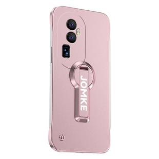 For OPPO Reno10 Pro+ Baking Varnish 360 Rotate Holder No Frame PC Phone Case(Pink)