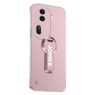 For OPPO Reno11 Baking Varnish 360 Rotate Holder No Frame PC Phone Case(Pink)