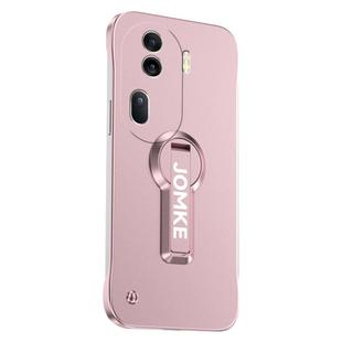 For OPPO Reno11 Pro Baking Varnish 360 Rotate Holder No Frame PC Phone Case(Pink)