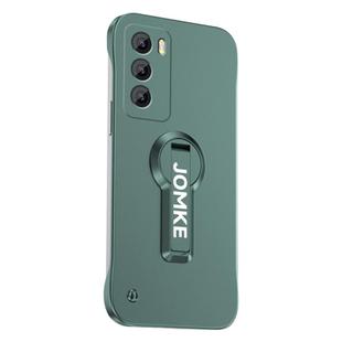 For OPPO Reno12 Baking Varnish 360 Rotate Holder No Frame PC Phone Case(Green)