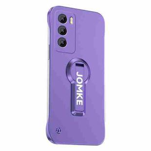 For OPPO Reno12 Pro Baking Varnish 360 Rotate Holder No Frame PC Phone Case(Purple)