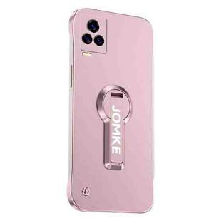 For vivo iQOO 7 Baking Varnish 360 Rotate Holder No Frame PC Phone Case(Pink)