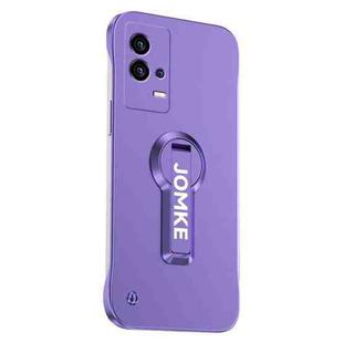 For vivo iQOO 8 Baking Varnish 360 Rotate Holder No Frame PC Phone Case(Purple)