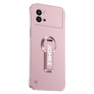 For vivo iQOO 9 Baking Varnish 360 Rotate Holder No Frame PC Phone Case(Pink)