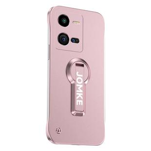 For vivo iQOO 10 Pro Baking Varnish 360 Rotate Holder No Frame PC Phone Case(Pink)