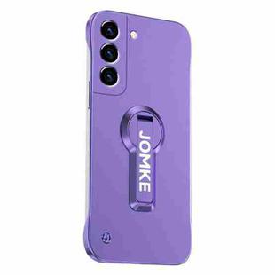 For Samsung Galaxy S23 5G Baking Varnish 360 Rotate Holder No Frame PC Phone Case(Purple)