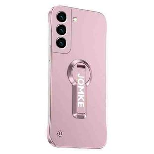 For Samsung Galaxy S23 5G Baking Varnish 360 Rotate Holder No Frame PC Phone Case(Pink)