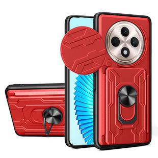 For OPPO Reno12 F 5G Global Sliding Camshield TPU+PC Phone Case with Card Slot(Red)