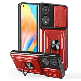 For OPPO A78 4G Global Sliding Camshield TPU+PC Phone Case with Card Slot(Red)