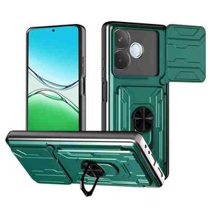 For OPPO A5 Pro 5G Global Sliding Camshield TPU+PC Phone Case with Card Slot(Dark Green)