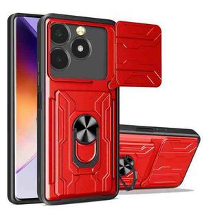 For Realme C61 / C63 Sliding Camshield TPU+PC Phone Case with Card Slot(Red)