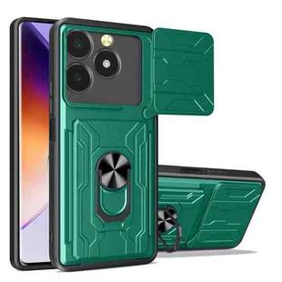 For Realme C61 / C63 Sliding Camshield TPU+PC Phone Case with Card Slot(Dark Green)