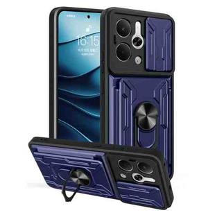 For Realme 14 5G Sliding Camshield TPU+PC Phone Case with Card Slot(Blue)