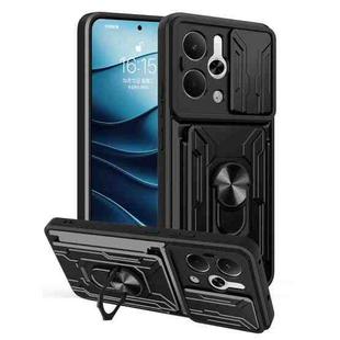 For Realme 14 5G Sliding Camshield TPU+PC Phone Case with Card Slot(Black)