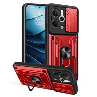 For Realme 14 5G Sliding Camshield TPU+PC Phone Case with Card Slot(Red)