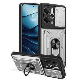 For Realme 14 5G Sliding Camshield TPU+PC Phone Case with Card Slot(White)