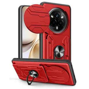 For Realme 14 Pro 5G Sliding Camshield TPU+PC Phone Case with Card Slot(Red)