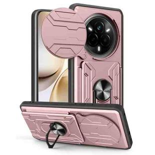 For Realme 14 Pro 5G Sliding Camshield TPU+PC Phone Case with Card Slot(Rose Gold)
