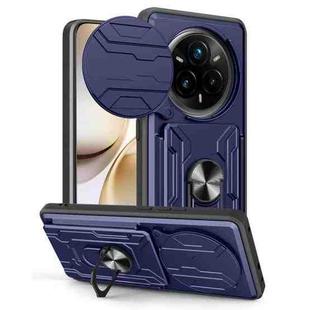 For Realme 14 Pro+ 5G Sliding Camshield TPU+PC Phone Case with Card Slot(Blue)