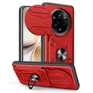 For Realme 14 Pro+ 5G Sliding Camshield TPU+PC Phone Case with Card Slot(Red)