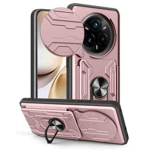 For Realme 14 Pro+ 5G Sliding Camshield TPU+PC Phone Case with Card Slot(Rose Gold)