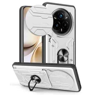 For Realme 14 Pro+ 5G Sliding Camshield TPU+PC Phone Case with Card Slot(White)