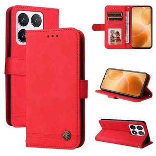 For Xiaomi 14T Pro Skin Feel Life Tree Metal Button Leather Phone Case(Red)