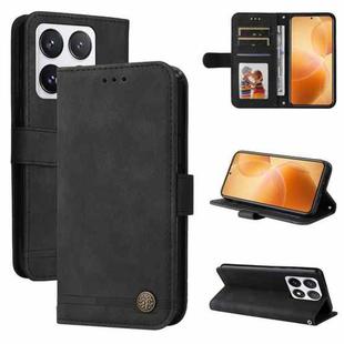 For Xiaomi 14T Pro Skin Feel Life Tree Metal Button Leather Phone Case(Black)