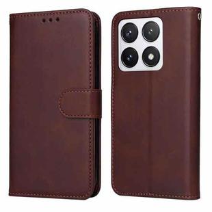 For Xiaomi 14T Pro Classic Calf Texture Flip Leather Phone Case(Brown)