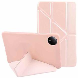 For Xiaomi Redmi Pad SE 8.7 Deformation Silicone Leather Tablet Case(Rose Gold)