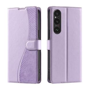 For Sony Xperia 1 V Voltage Ultra-thin Dot Leather Phone Case(Purple)